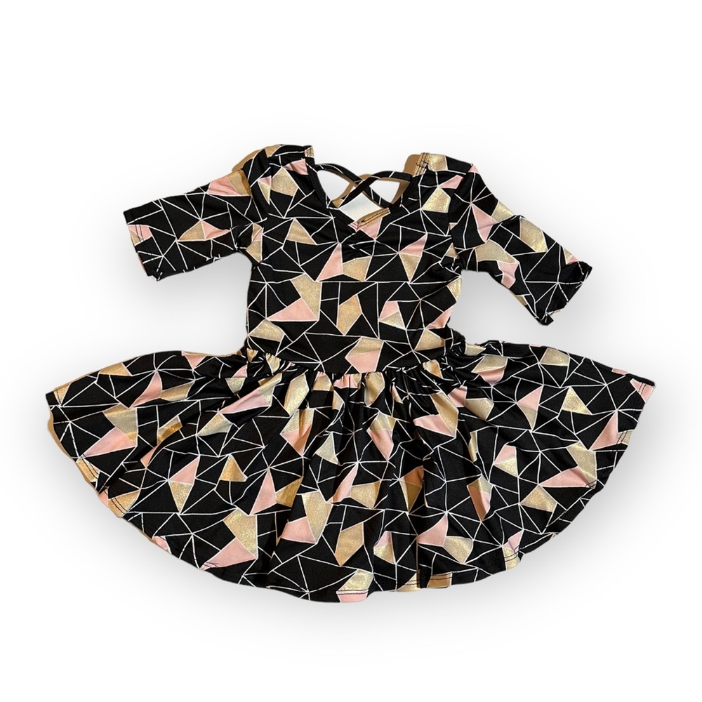 NWT Ballerina-Style Dress with Geometric Pattern, 12/24M, DotDot Smile